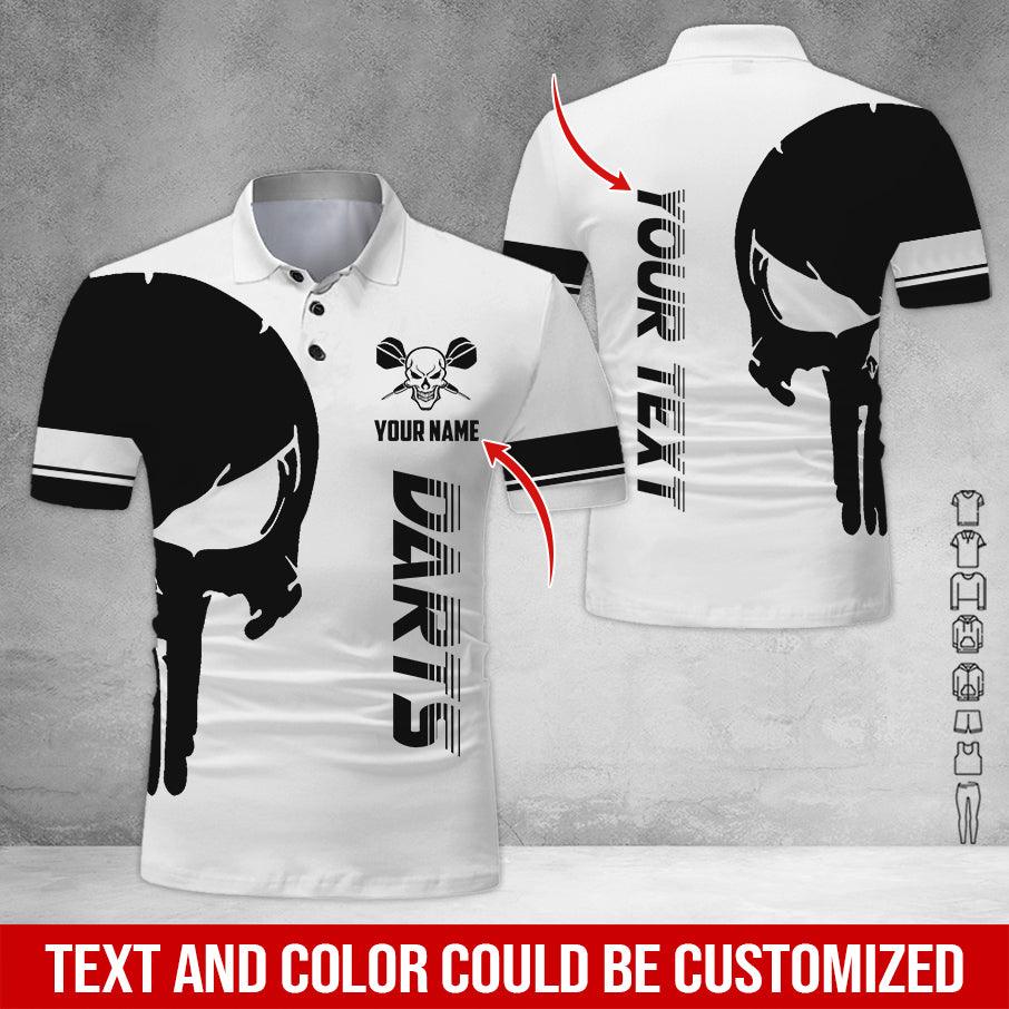 Customized Name & Text Darts Polo Shirt, Darts Skull Personalized Name Darts Polo Shirt For Men - Perfect Gift For Darts Lovers, Darts Players - Image 11