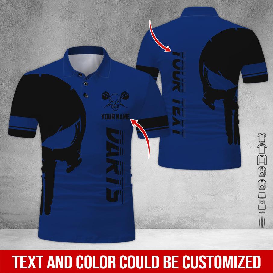 Customized Name & Text Darts Polo Shirt, Darts Skull Personalized Name Darts Polo Shirt For Men - Perfect Gift For Darts Lovers, Darts Players - Image 6