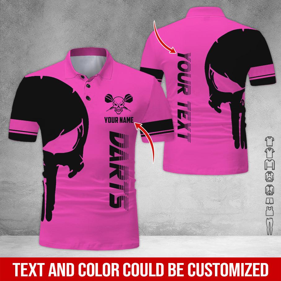 Customized Name & Text Darts Polo Shirt, Darts Skull Personalized Name Darts Polo Shirt For Men - Perfect Gift For Darts Lovers, Darts Players - Image 7