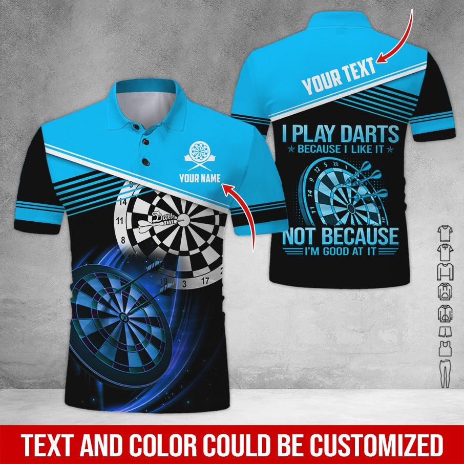Customized Name & Text Darts Polo Shirt, I Play Darts Because I Like It Personalized Darts Shirt For Men - Perfect Gift For Darts Lovers, Darts Players