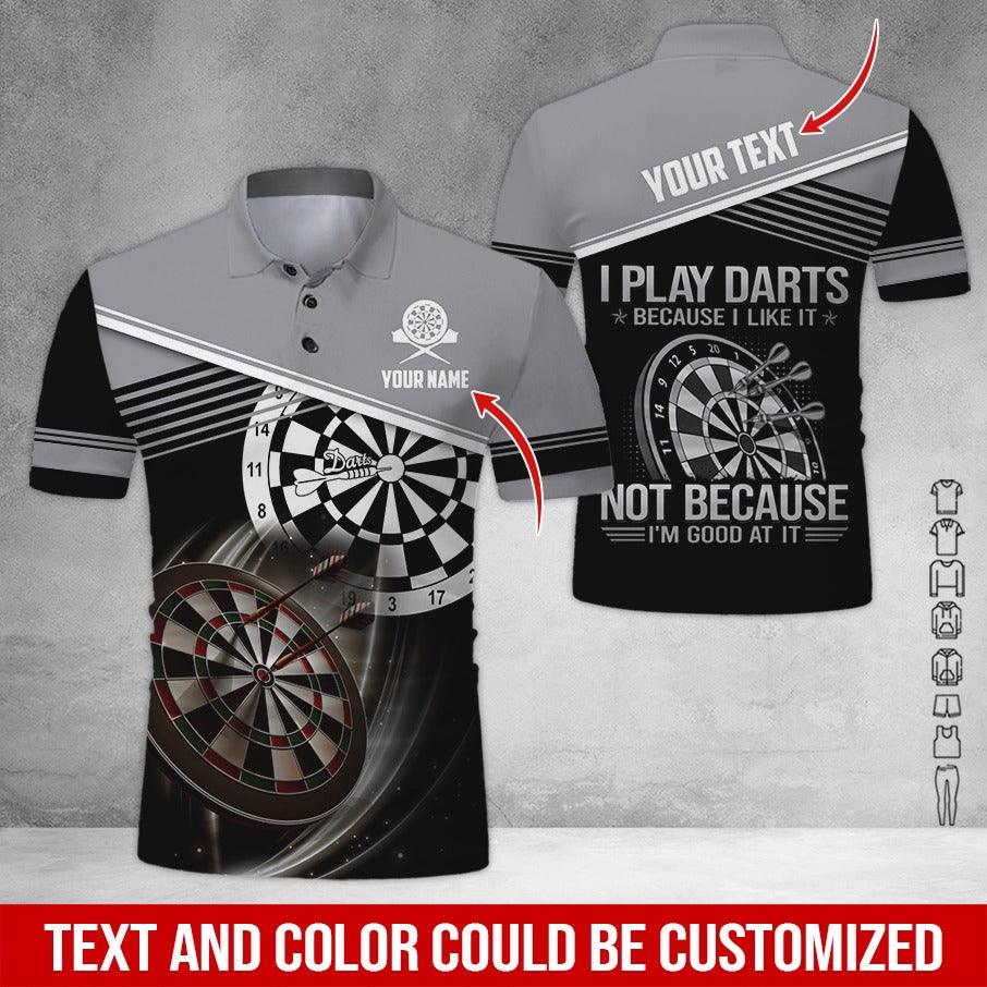 Customized Name & Text Darts Polo Shirt, I Play Darts Because I Like It Personalized Darts Shirt For Men - Perfect Gift For Darts Lovers, Darts Players - Image 2