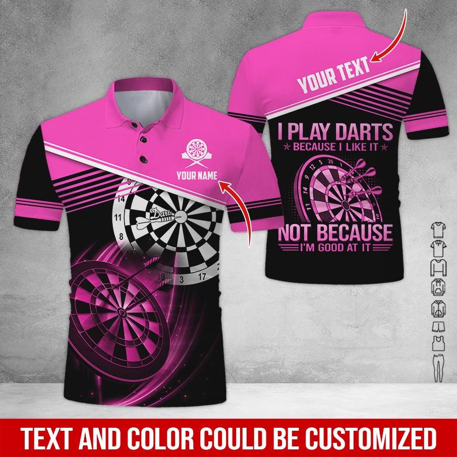 Customized Name & Text Darts Polo Shirt, I Play Darts Because I Like It Personalized Darts Shirt For Men - Perfect Gift For Darts Lovers, Darts Players - Image 6