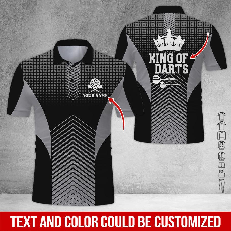 Customized Name & Text Darts Polo Shirt, King Of Darts Personalized Darts Polo Shirt For Men - Perfect Gift For Darts Lovers, Darts Players - Image 2