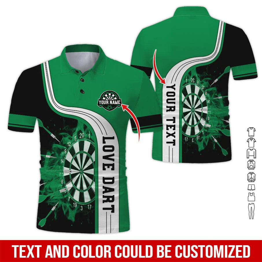 Customized Name & Text Darts Polo Shirt, Love Darts Personalized Name Darts Polo Shirt For Men - Perfect Gift For Darts Lovers, Darts Players - Image 4