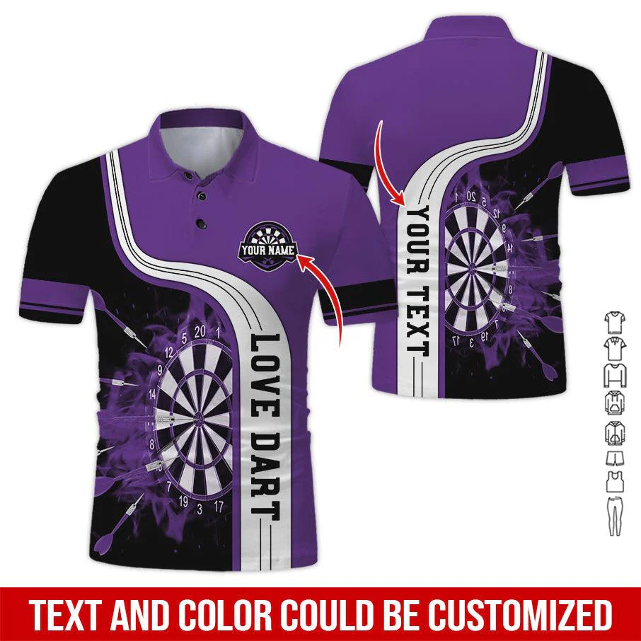 Customized Name & Text Darts Polo Shirt, Love Darts Personalized Name Darts Polo Shirt For Men - Perfect Gift For Darts Lovers, Darts Players - Image 9