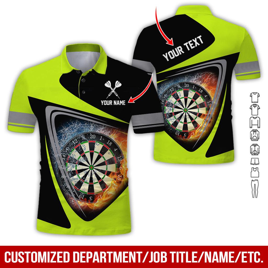Customized Name & Text Darts Polo Shirt, Personalized Darts Flame Polo Shirt For Men - Perfect Gift For Darts Lovers, Darts Players