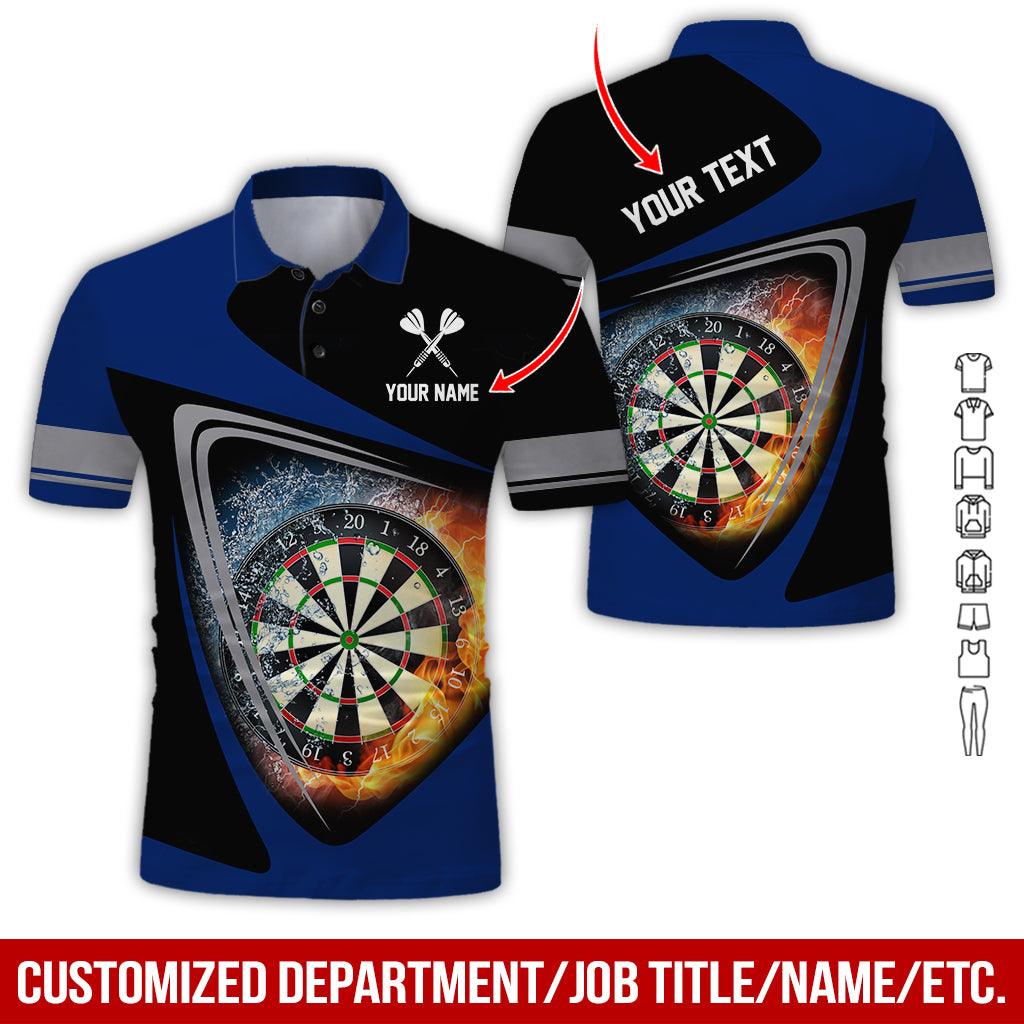 Customized Name & Text Darts Polo Shirt, Personalized Darts Flame Polo Shirt For Men - Perfect Gift For Darts Lovers, Darts Players - Image 2