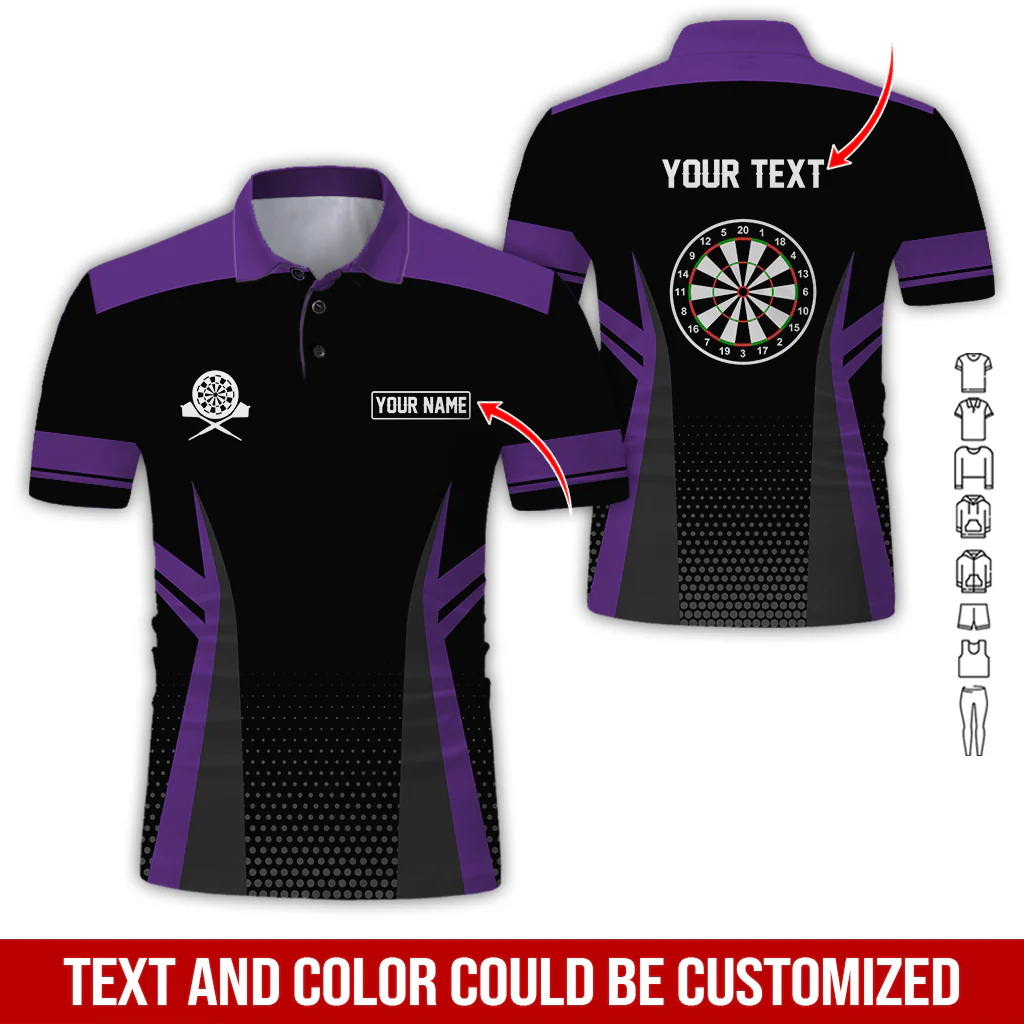 Customized Name & Text Darts Polo Shirt, Personalized Darts Polo Shirt For Men - Perfect Gift For Darts Lovers, Darts Players - Image 2