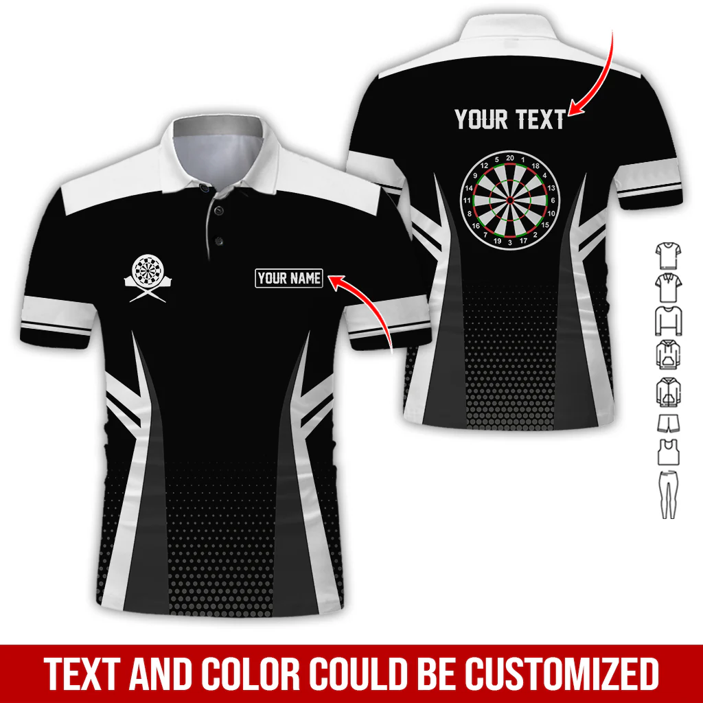 Customized Name & Text Darts Polo Shirt, Personalized Darts Polo Shirt For Men - Perfect Gift For Darts Lovers, Darts Players - Image 3