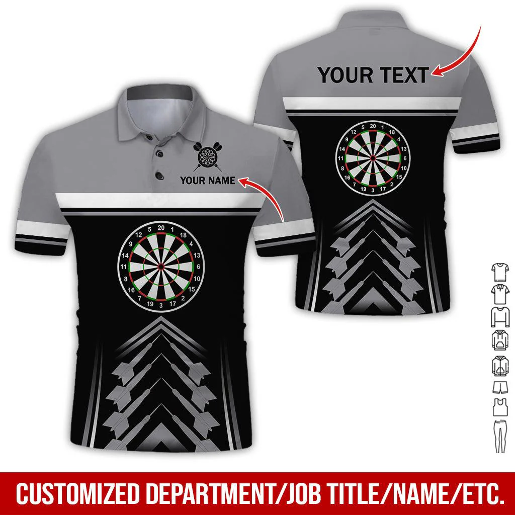 Customized Name & Text Darts Polo Shirt, Personalized Darts Uniforms Polo Shirt For Men - Perfect Gift For Darts Lovers, Darts Players - Image 5