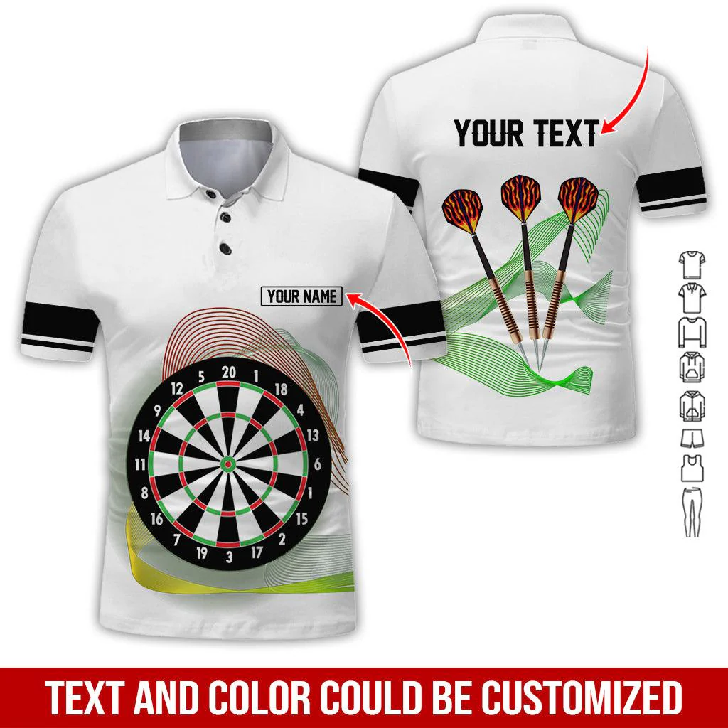 Customized Name & Text Darts Polo Shirt, Personalized Darts Uniforms Polo Shirt For Men - Perfect Gift For Darts Lovers, Darts Team Players - Image 3