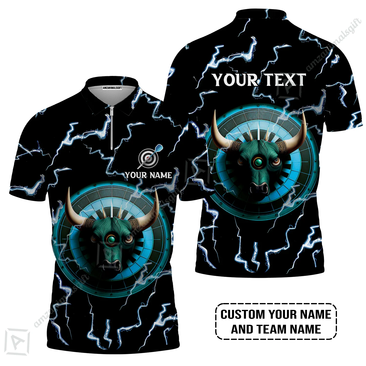 Customized Name & Text Darts Polo Shirt, Personalized Name Bullseye Dartboard Polo Shirt - Image 4