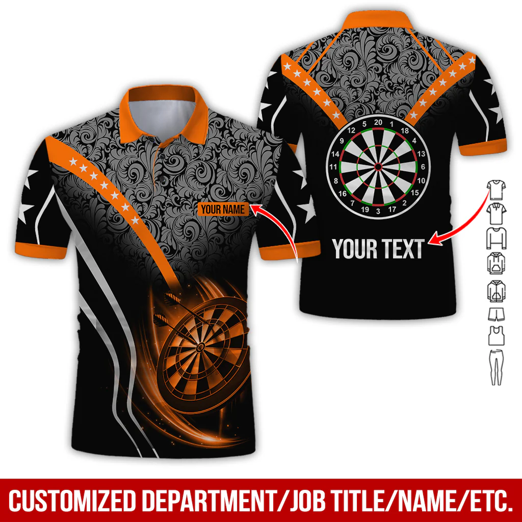 Customized Name & Text Darts Polo Shirt, Personalized Name Dartboard Polo Shirt For Men - Perfect Gift For Darts Lovers, Darts Players - Image 5