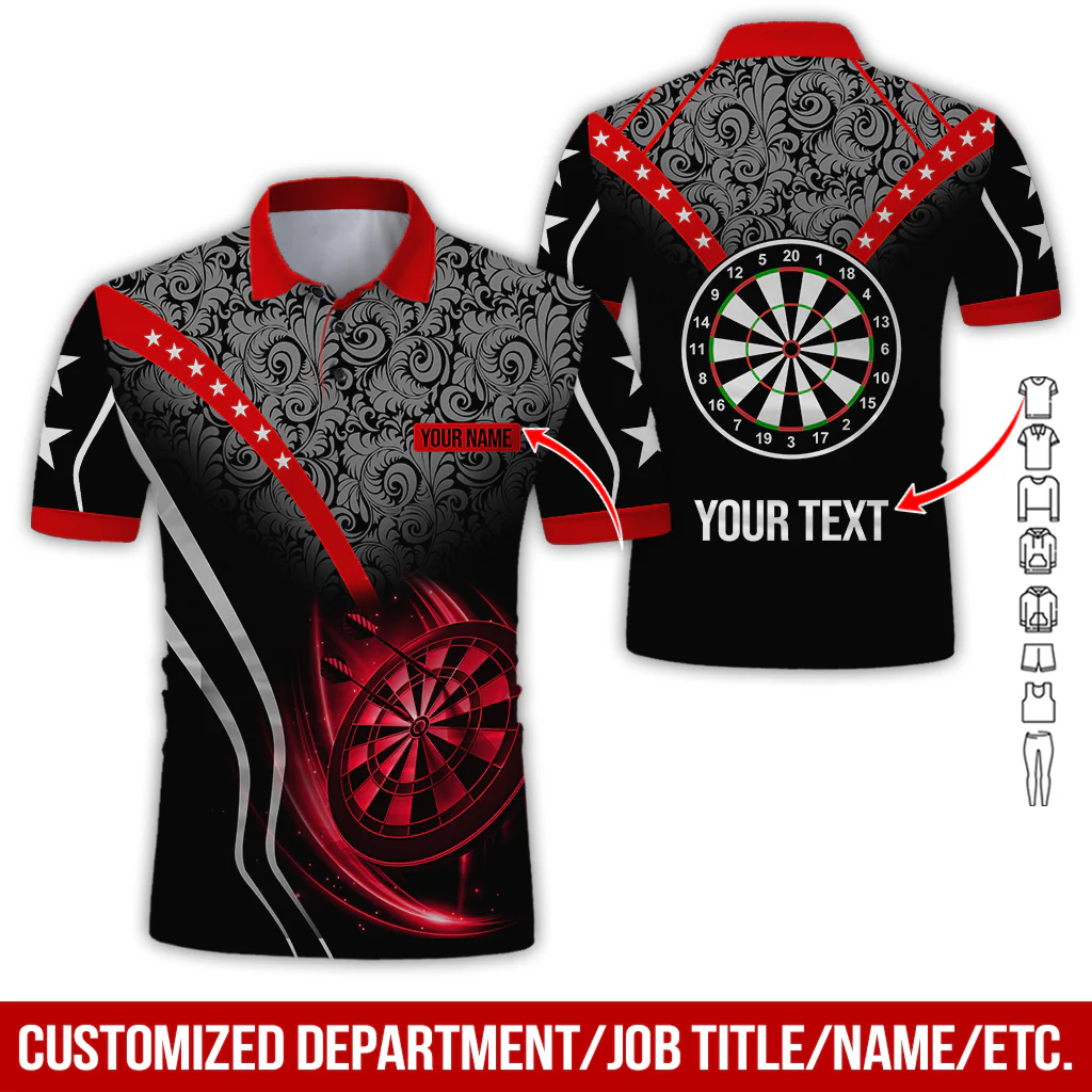 Customized Name & Text Darts Polo Shirt, Personalized Name Dartboard Polo Shirt For Men - Perfect Gift For Darts Lovers, Darts Players - Image 6