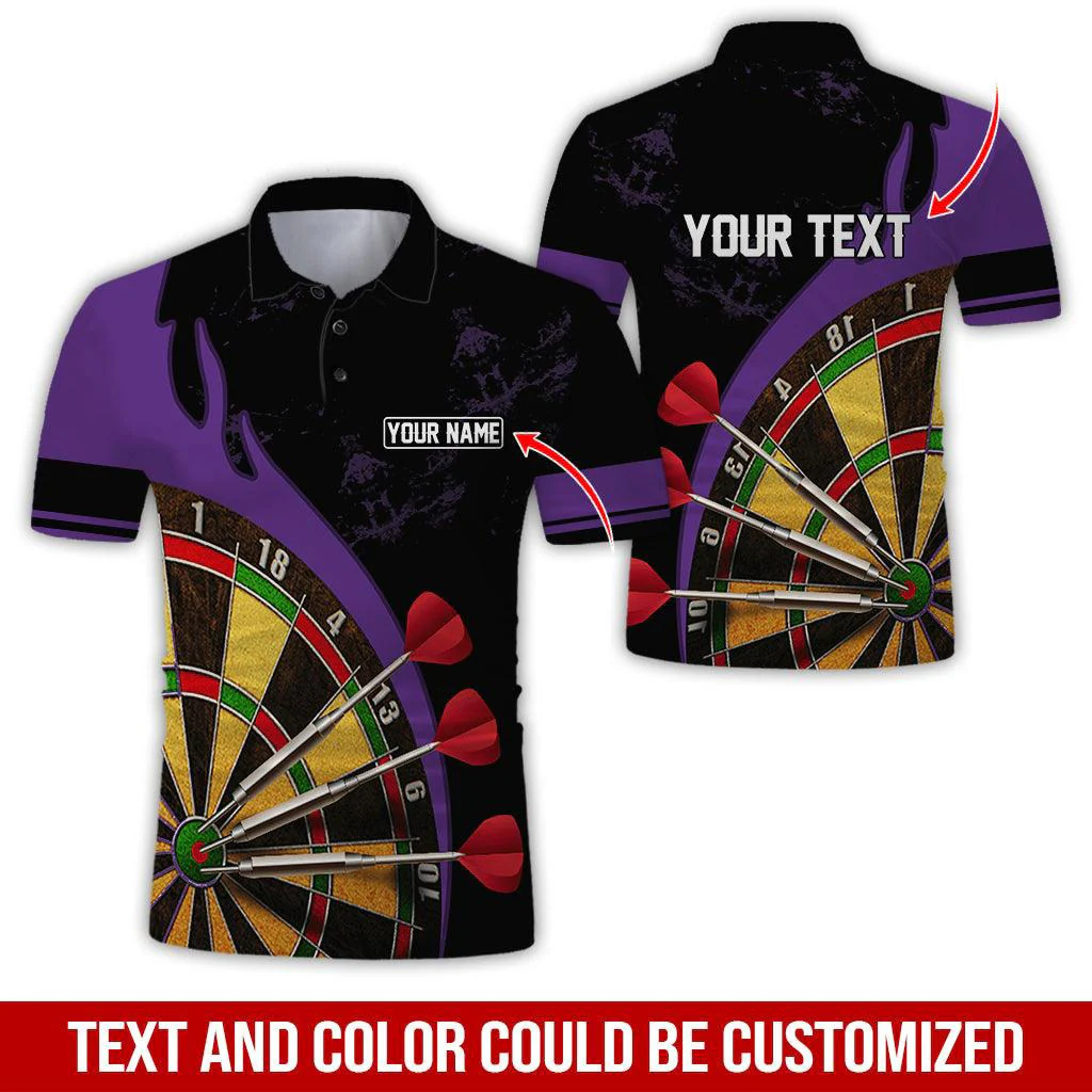 Customized Name & Text Darts Polo Shirt, Personalized Name Dartboard Uniforms Polo Shirt For Men - Perfect Gift For Darts Lovers, Darts Team Players - Image 3