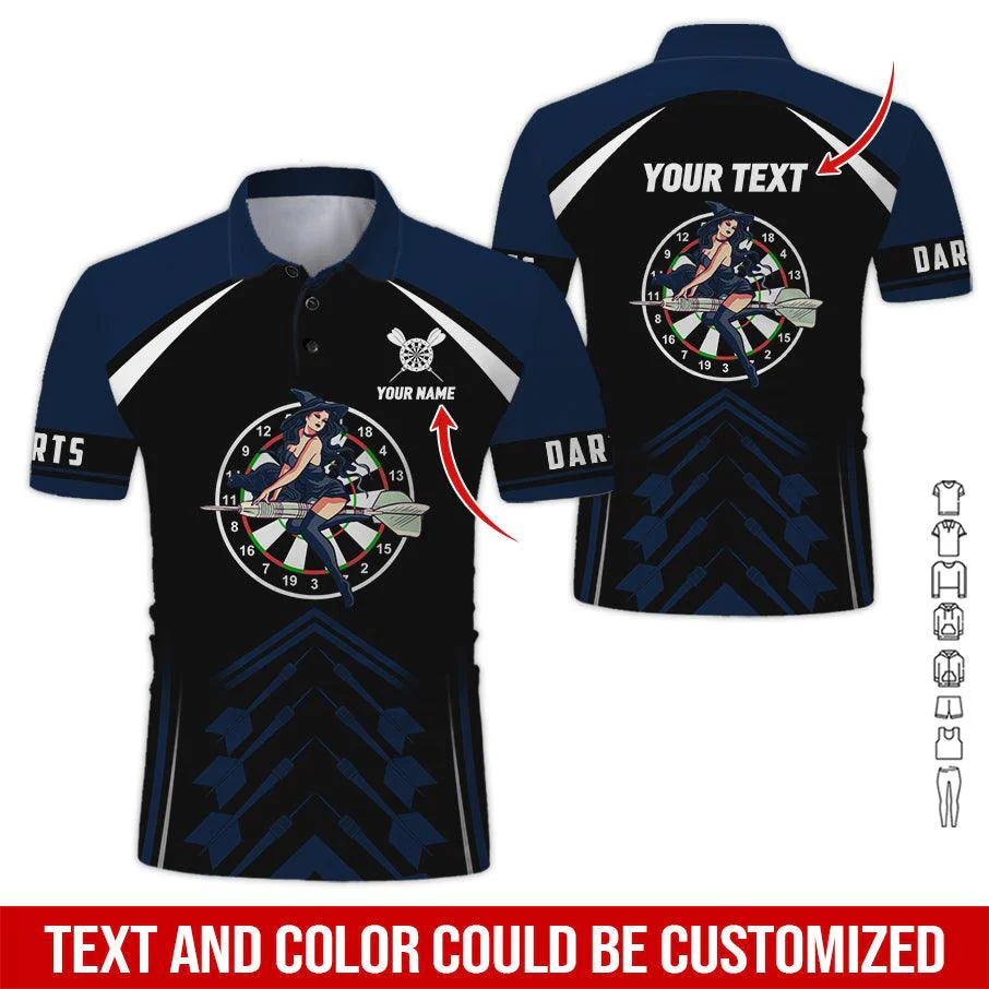 Customized Name & Text Darts Polo Shirt, Personalized Name Darts And Witch Polo Shirt For Men - Perfect Gift For Darts Lovers, Darts Players - Image 10