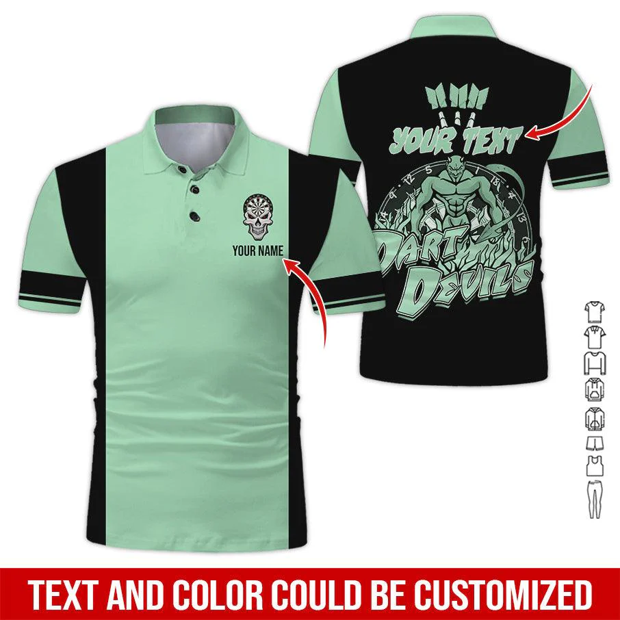 Customized Name & Text Darts Polo Shirt, Personalized Name Darts Devils Polo Shirt For Men - Perfect Gift For Darts Lovers, Darts Players - Image 10
