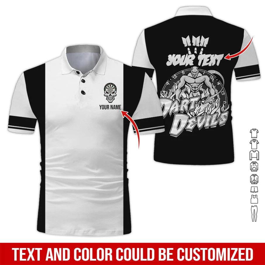 Customized Name & Text Darts Polo Shirt, Personalized Name Darts Devils Polo Shirt For Men - Perfect Gift For Darts Lovers, Darts Players - Image 11