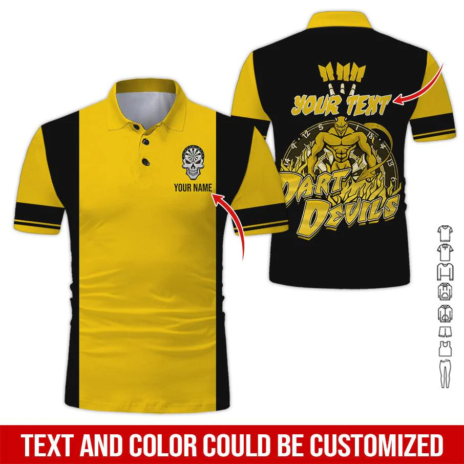 Customized Name & Text Darts Polo Shirt, Personalized Name Darts Devils Polo Shirt For Men - Perfect Gift For Darts Lovers, Darts Players - Image 12