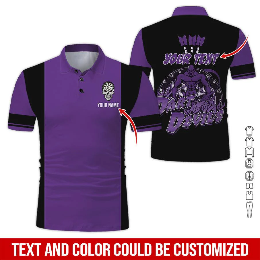 Customized Name & Text Darts Polo Shirt, Personalized Name Darts Devils Polo Shirt For Men - Perfect Gift For Darts Lovers, Darts Players - Image 8