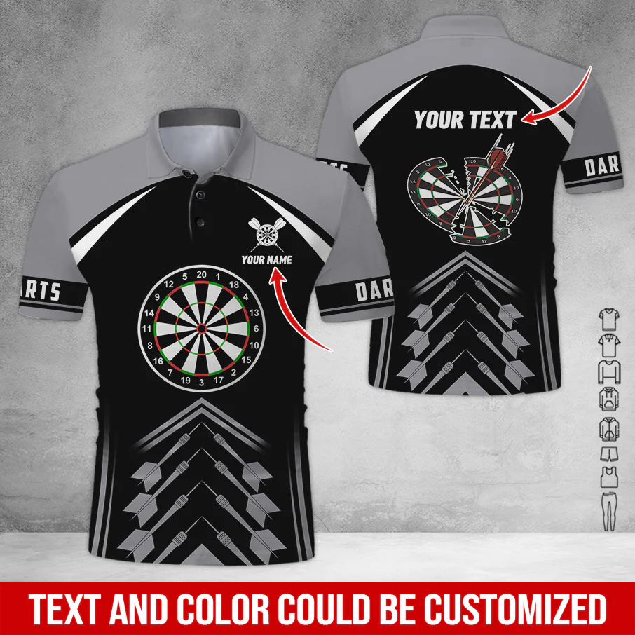 Customized Name & Text Darts Polo Shirt, Personalized Name Darts Is My Life Polo Shirt For Men - Perfect Gift For Darts Lovers, Darts Players - Image 2