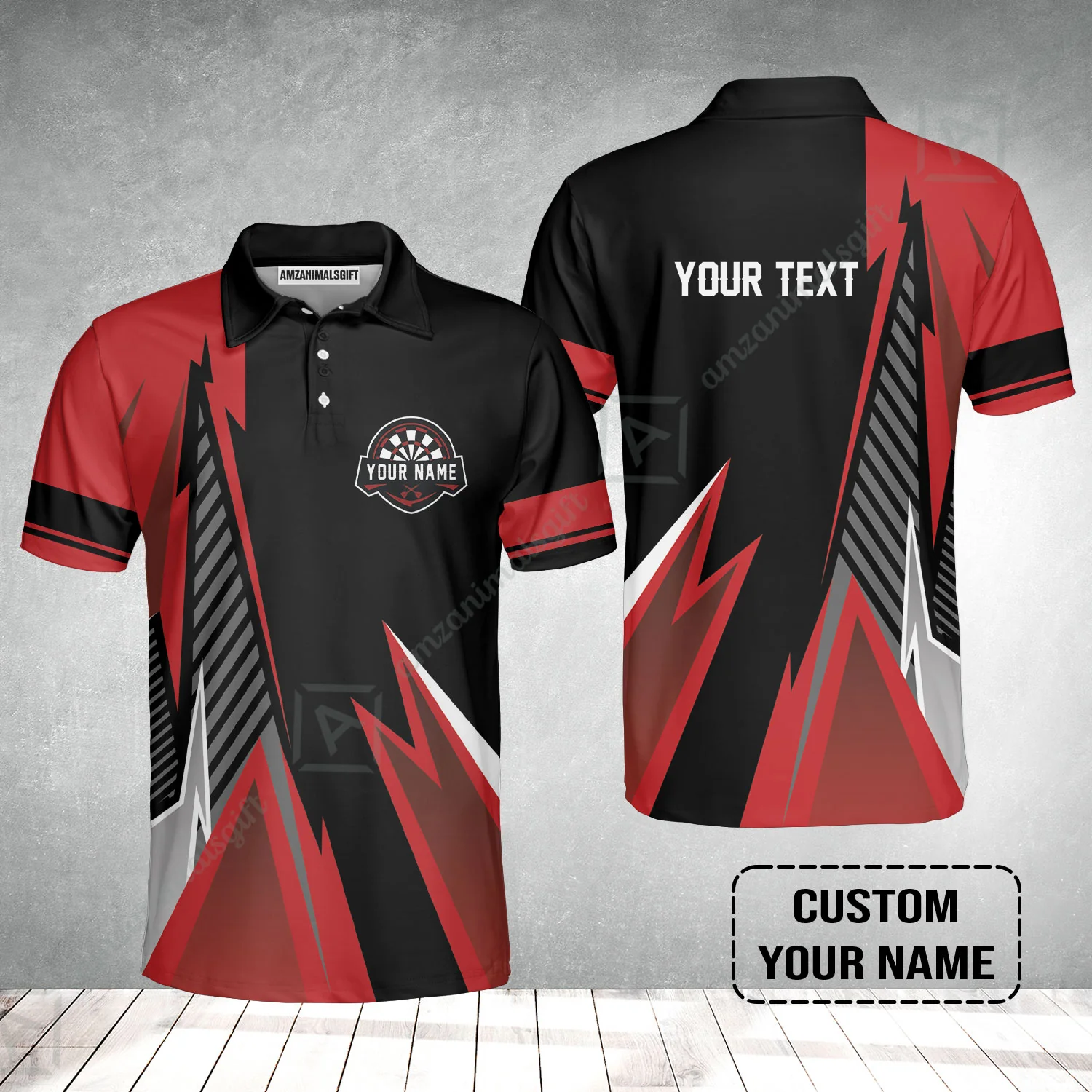 Customized Name & Text Darts Polo Shirt, Personalized Name Darts Polo Shirt - Image 2