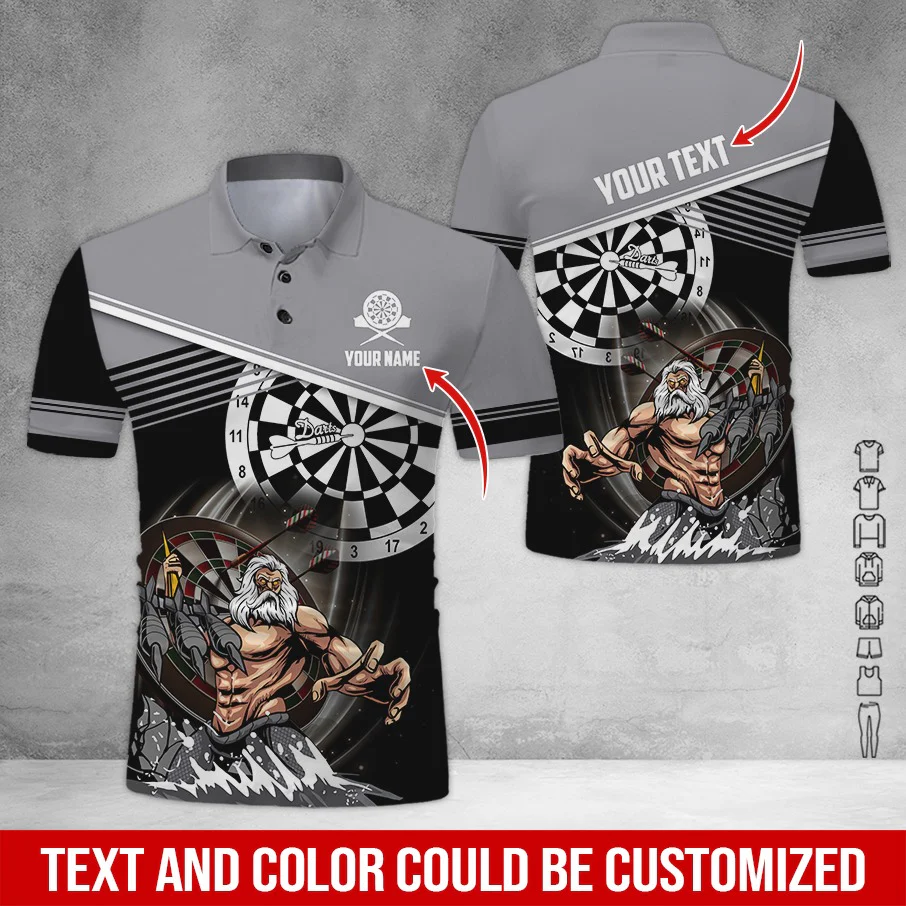 Customized Name & Text Darts Polo Shirt, Personalized Name Poseidon Darts Polo Shirt For Men - Perfect Gift For Darts Lovers, Darts Players - Image 12