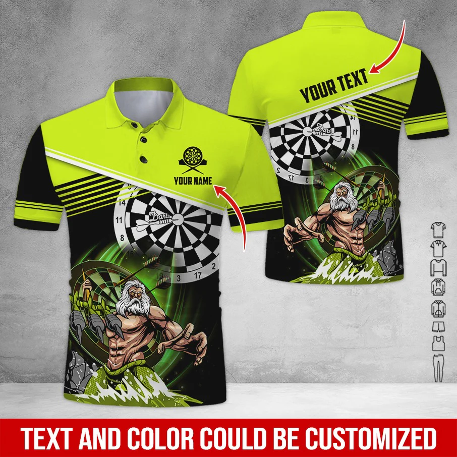 Customized Name & Text Darts Polo Shirt, Personalized Name Poseidon Darts Polo Shirt For Men - Perfect Gift For Darts Lovers, Darts Players - Image 4