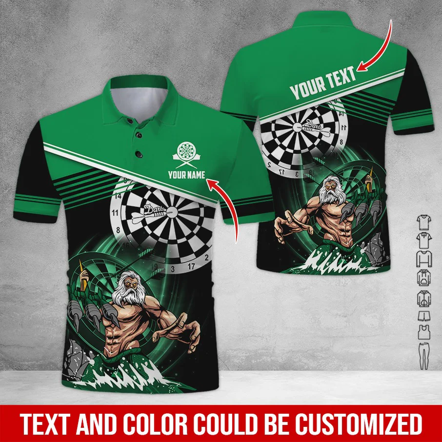 Customized Name & Text Darts Polo Shirt, Personalized Name Poseidon Darts Polo Shirt For Men - Perfect Gift For Darts Lovers, Darts Players - Image 7