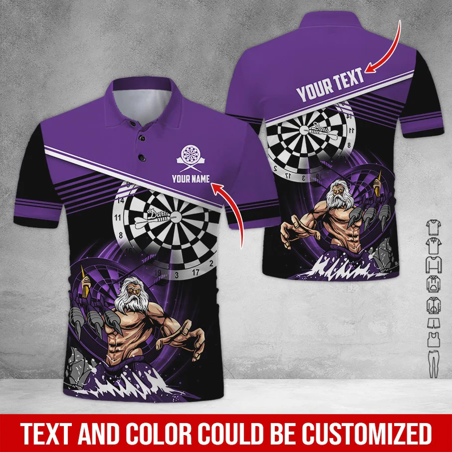 Customized Name & Text Darts Polo Shirt, Personalized Name Poseidon Darts Polo Shirt For Men - Perfect Gift For Darts Lovers, Darts Players - Image 9