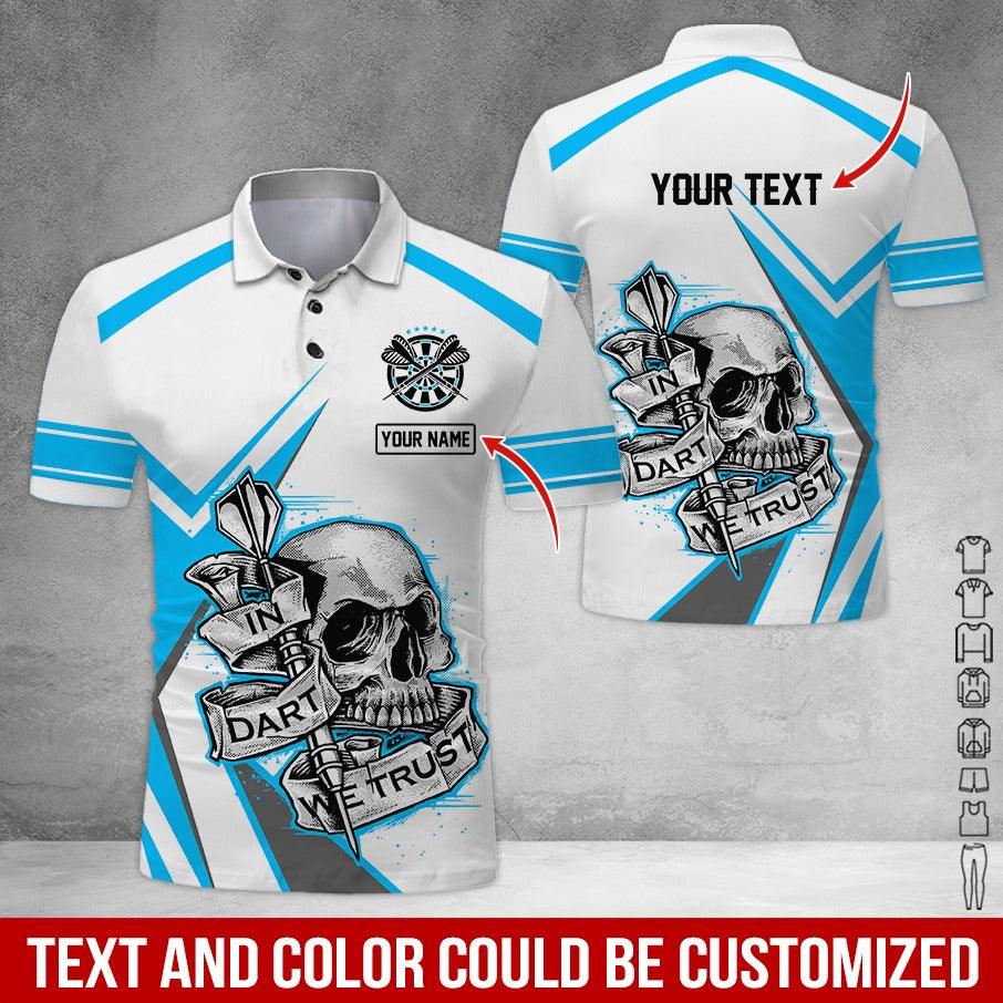 Customized Name & Text Darts Polo Shirt, Personalized Name Skull Darts Polo Shirt For Men - Perfect Gift For Darts Lovers, Darts Players - Image 6