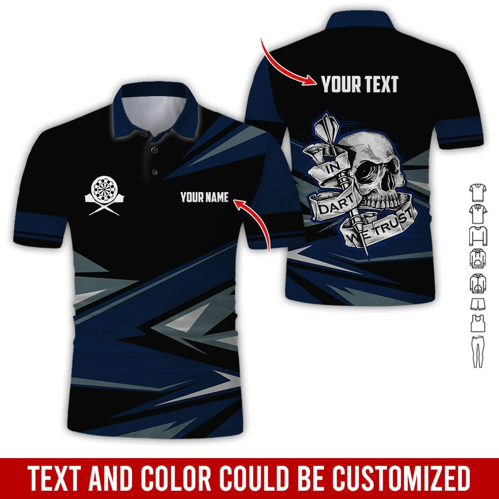 Customized Name & Text Darts Polo Shirt, Personalized Name Skull In Darts Uniforms Polo Shirt For Men - Perfect Gift For Darts Lovers, Darts Players - Image 9
