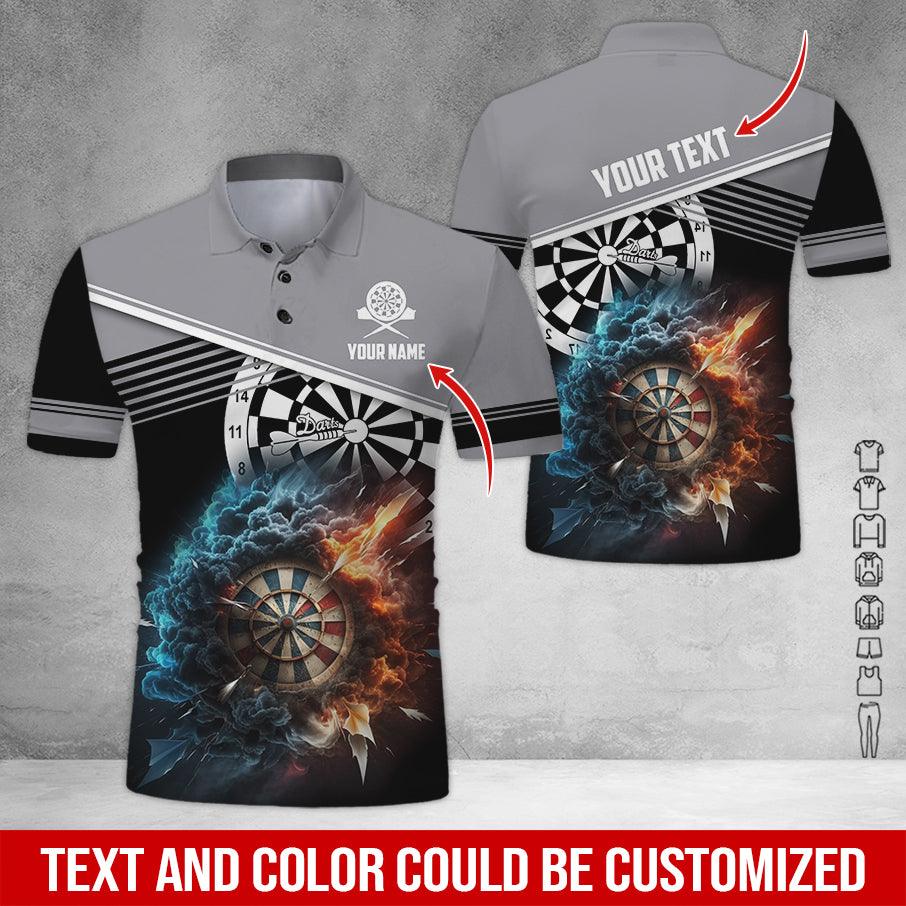 Customized Name & Text Darts Polo Shirt, Personalized Name Smoke Dartboard Polo Shirt For Men - Perfect Gift For Darts Lovers, Darts Players - Image 3