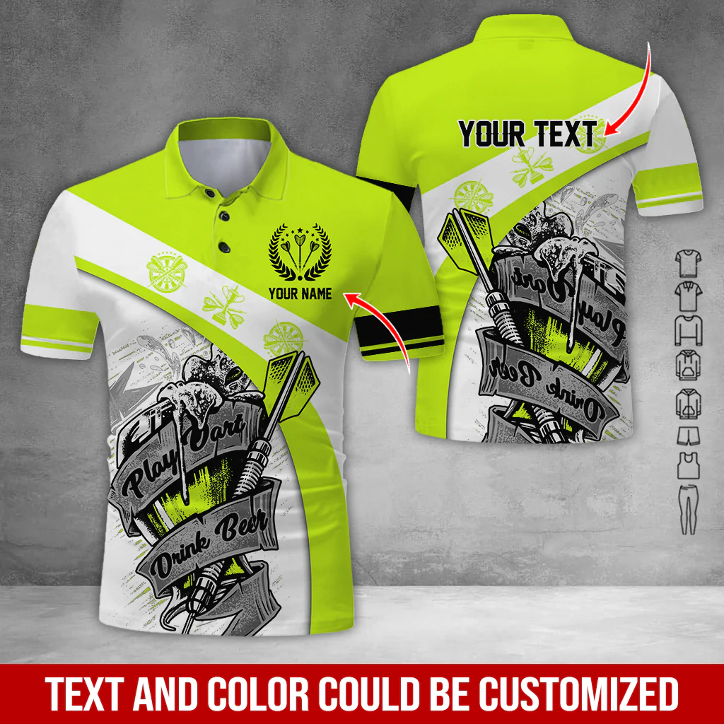 Customized Name & Text Darts Polo Shirt, Play Darts Drink Beer Personalized Darts Uniforms Polo Shirt - Perfect Gift For Darts Lovers, Darts Players - Image 4