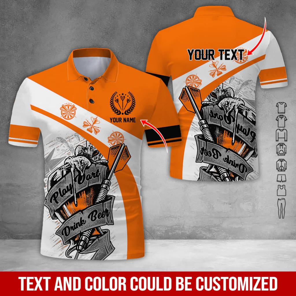 Customized Name & Text Darts Polo Shirt, Play Darts Drink Beer Personalized Darts Uniforms Polo Shirt - Perfect Gift For Darts Lovers, Darts Players - Image 7