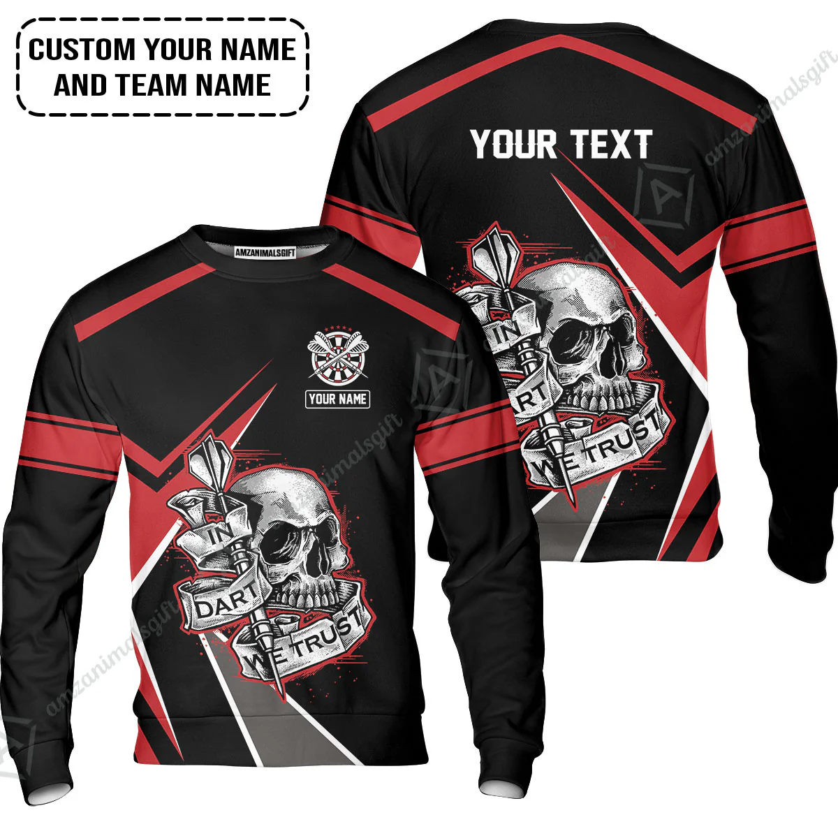 Customized Name & Text Darts Polo Shirt, Skull In Darts We Trust Personalized Darts Polo Shirt - Image 6