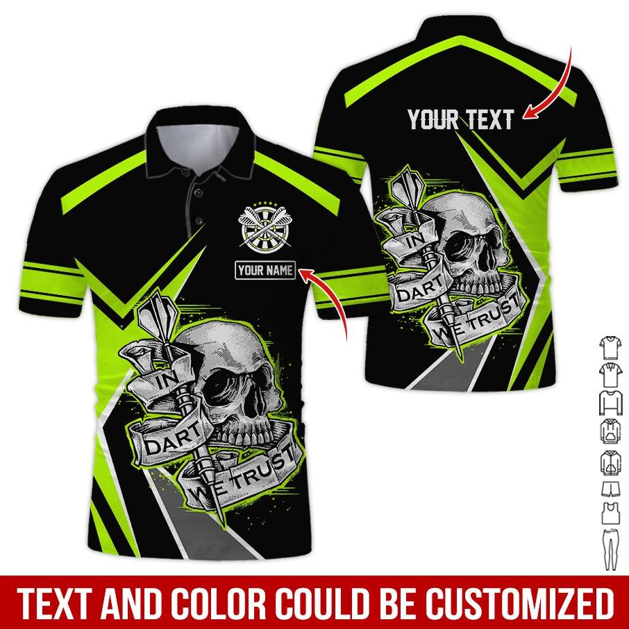 Customized Name & Text Darts Polo Shirt, Skull In Darts We Trust Personalized Darts Polo Shirt For Men - Perfect Gift For Darts Lovers, Darts Players - Image 4