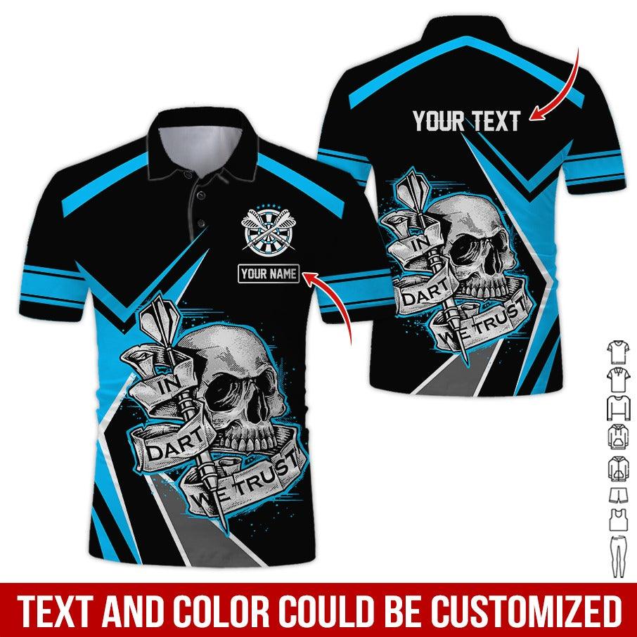 Customized Name & Text Darts Polo Shirt, Skull In Darts We Trust Personalized Darts Polo Shirt For Men - Perfect Gift For Darts Lovers, Darts Players - Image 6