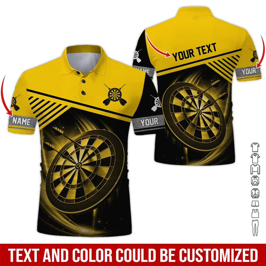 Customized Name & Text Darts Polo Shirts, I Love Darts Personalized Name Darts Polo Shirt For Men - Perfect Gift For Darts Lovers, Darts Players - Image 2
