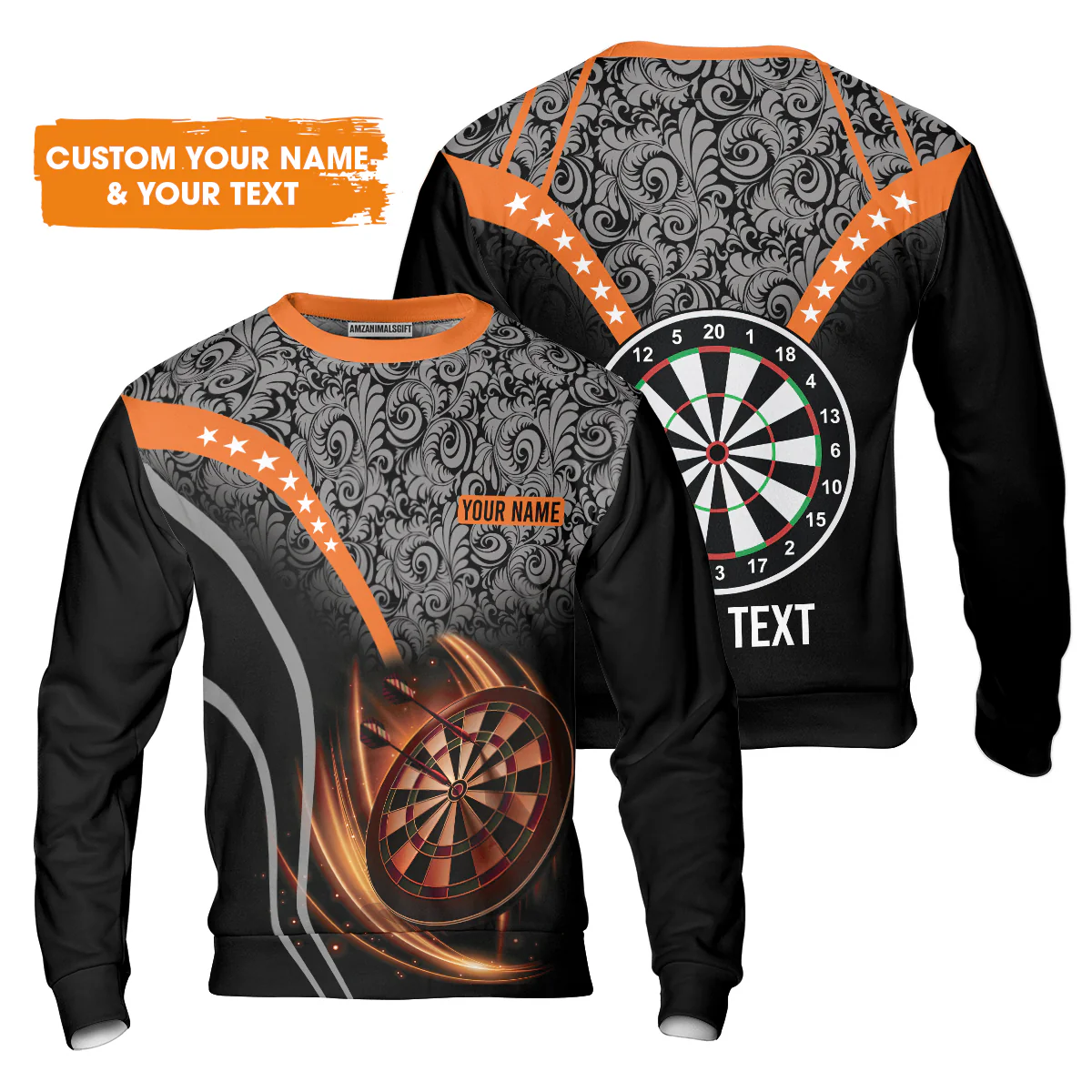 Customized Name & Text Darts Polo Shirts, Personalized Name Dartboard Orange Polo Shirts - Gift For Darts Players - Image 6
