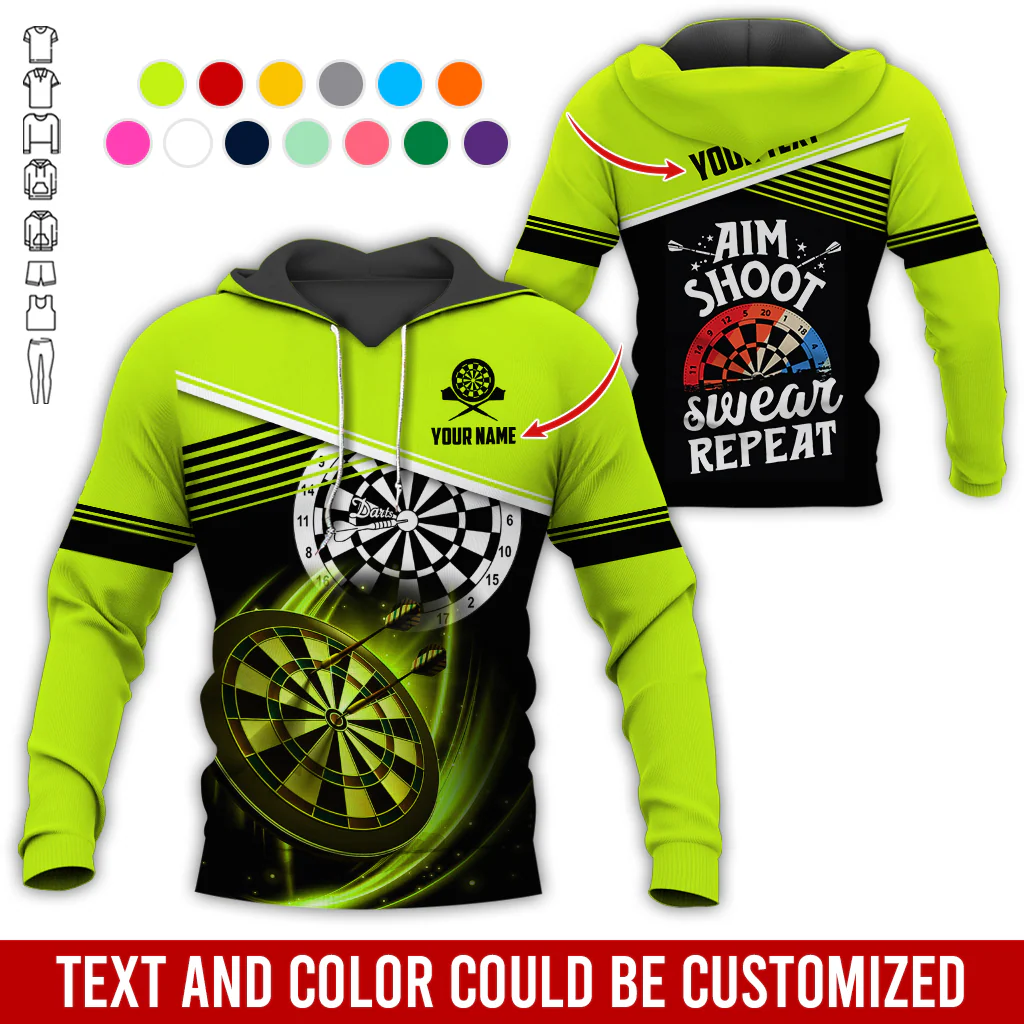 Customized Name & Text Darts Premium Hoodie, Aim Shoot Swear Repeat Darts Hoodie, Perfect Gift For Darts Lovers, Darts Player - Image 6