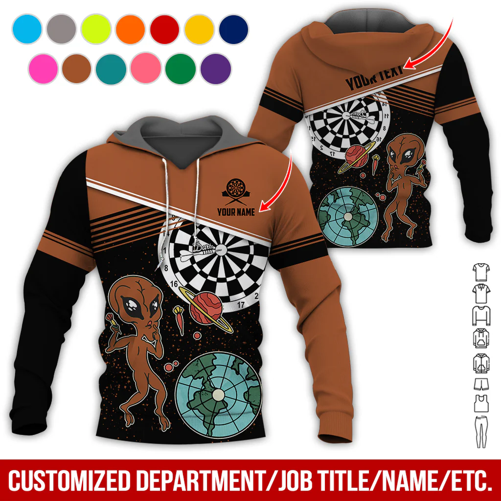 Customized Name & Text Darts Premium Hoodie, Aliens & Space Hoodie, Perfect Gift For Darts Lovers, Friend, Family - Image 7