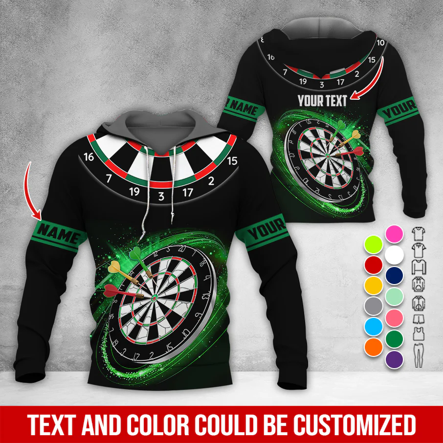 Customized Name & Text Darts Premium Hoodie, Black Pattern Darts Hoodie, Perfect Gift For Darts Lovers, Darts Player - Image 5