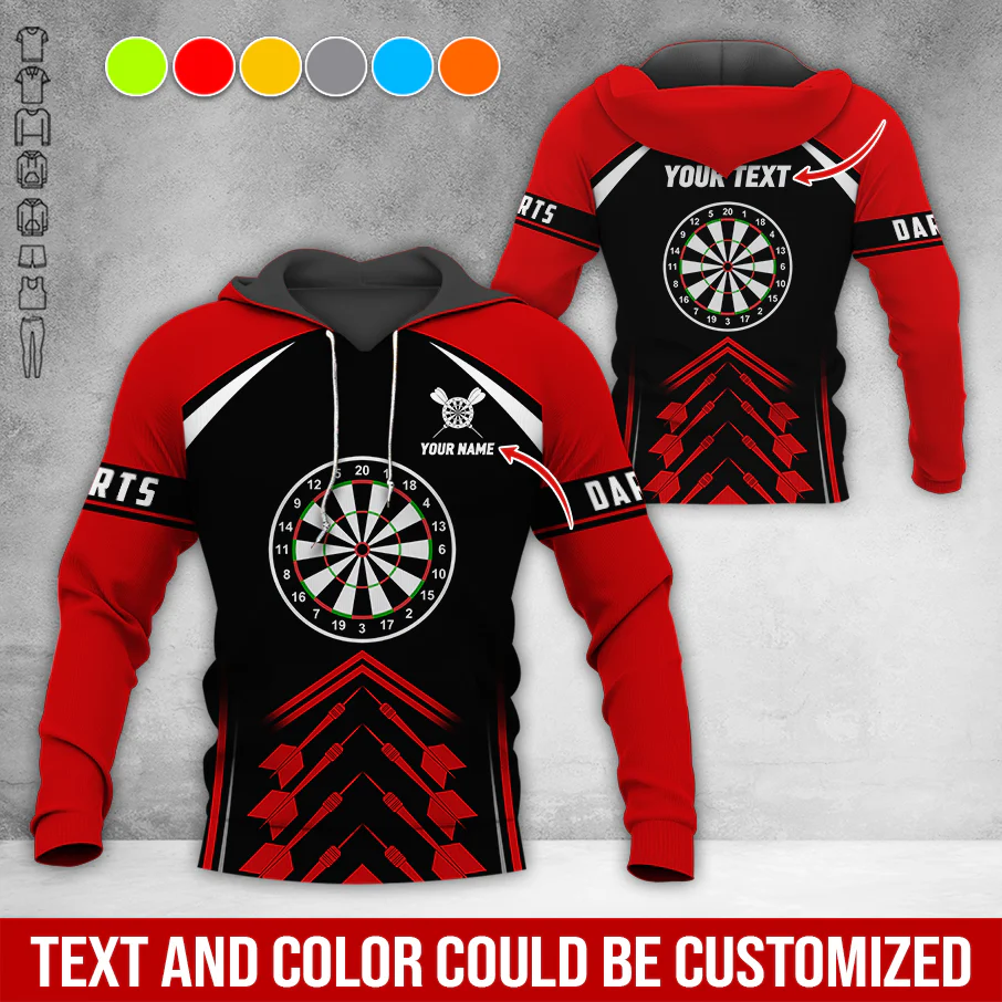 Customized Name & Text Darts Premium Hoodie, Custom Color Darts Pattern For Men & Women Hoodie, Perfect Gift For Darts Lovers, Darts Player - Image 3