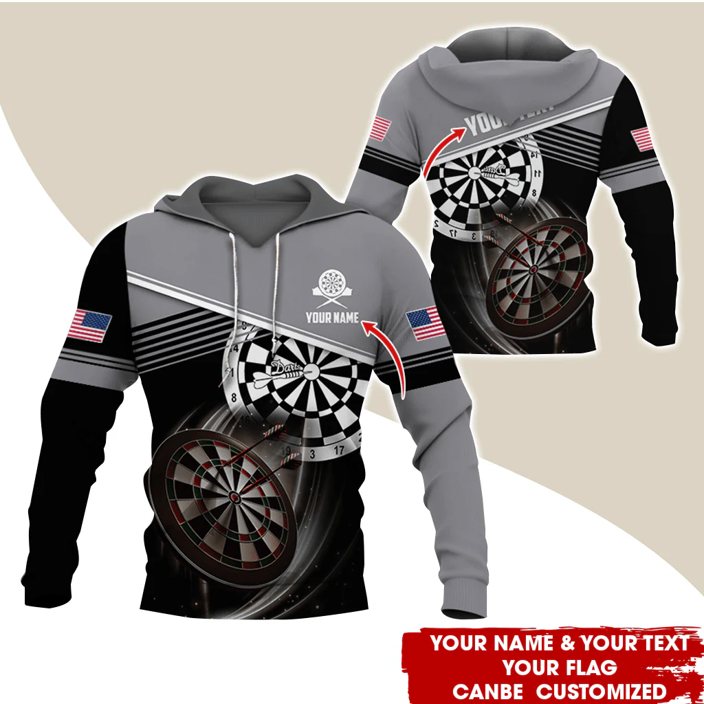 Customized Name & Text Darts Premium Hoodie, Custom National Flag, Darts Pattern Hoodie For Men & Women, Perfect Gift For Darts Lovers, Darts Player - Image 2