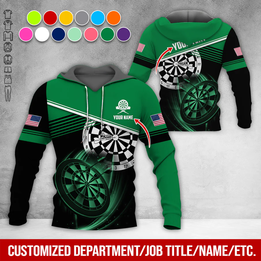 Customized Name & Text Darts Premium Hoodie, Custom National Flag, Darts Pattern Hoodie For Men & Women, Perfect Gift For Darts Lovers, Darts Player - Image 6