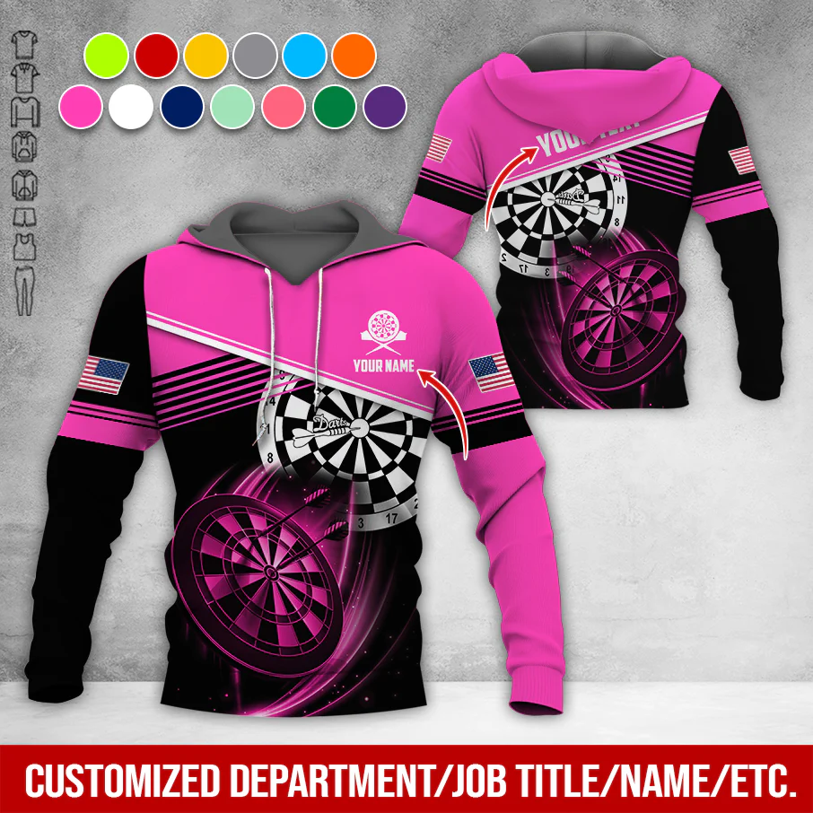 Customized Name & Text Darts Premium Hoodie, Custom National Flag, Darts Pattern Hoodie For Men & Women, Perfect Gift For Darts Lovers, Darts Player - Image 9