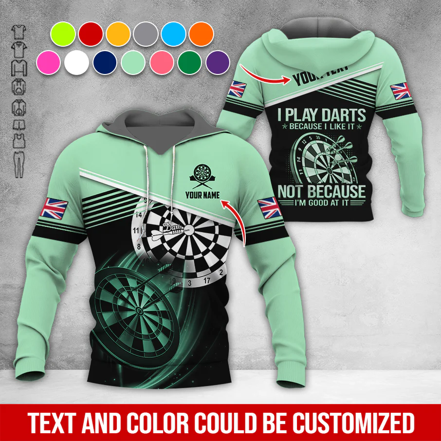 Customized Name & Text Darts Premium Hoodie, Custom National Flag, I Like Darts Hoodie For Men & Women, Perfect Gift For Darts Lovers, Darts Player - Image 4