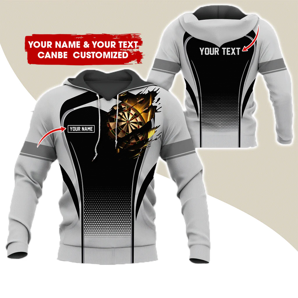 Customized Name & Text Darts Premium Hoodie, Dartboards Pattern Hoodie For Men & Women - Gift For Darts Lovers, Friend, Family - Image 2