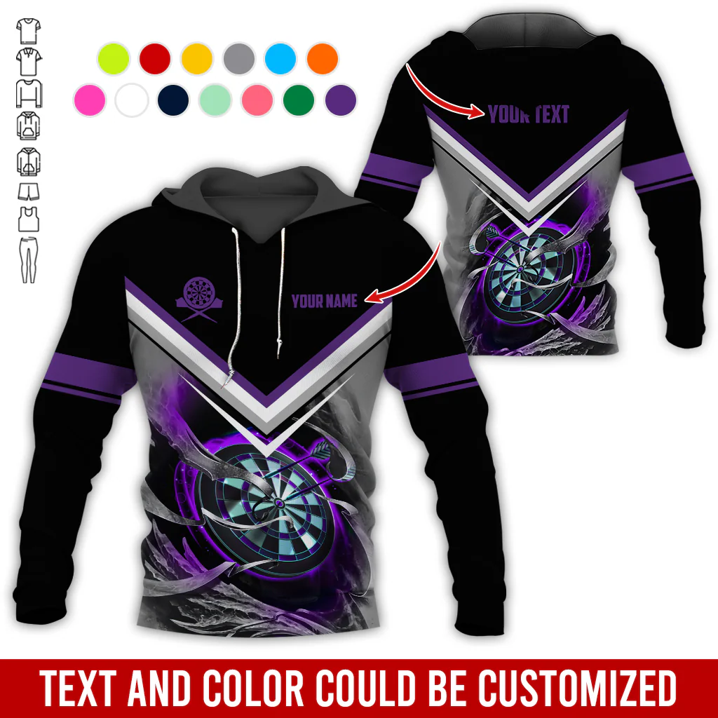 Customized Name & Text Darts Premium Hoodie, Darts And Smoke Pattern Hoodie, Perfect Gift For Darts Lovers, Darts Player - Image 10